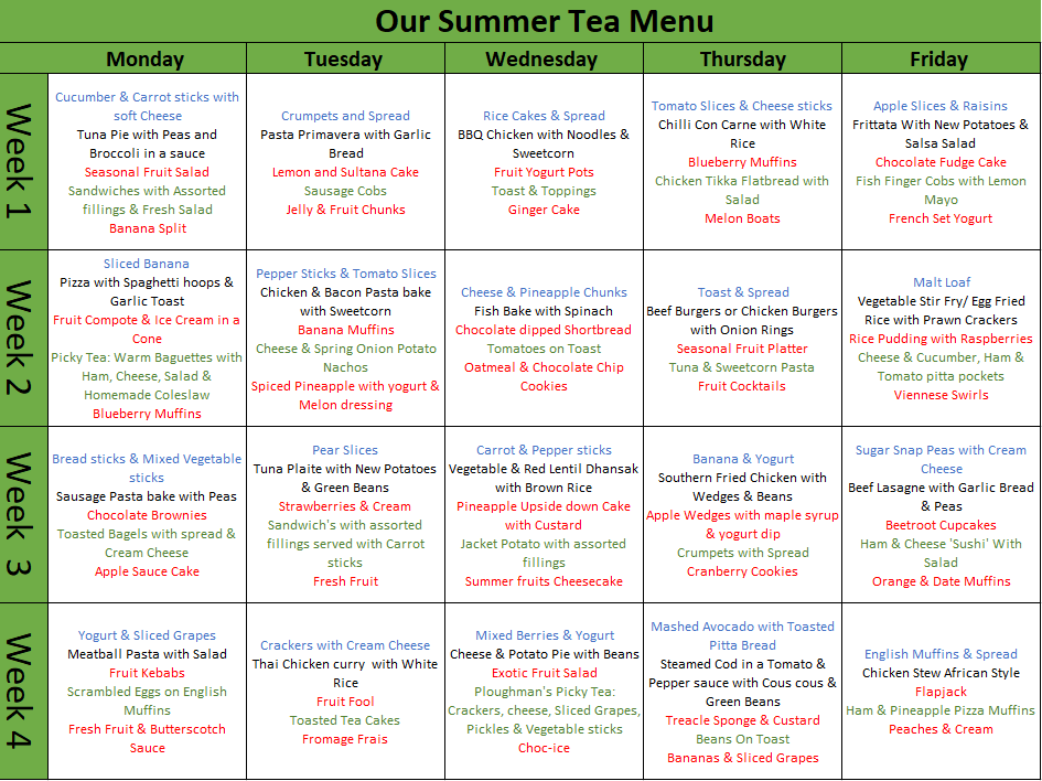 Menus | orcharddaynurseries.co.uk